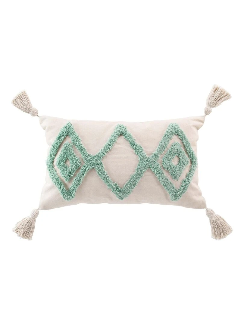 Coussin déhoussable à motifs tuftés Vert sapin