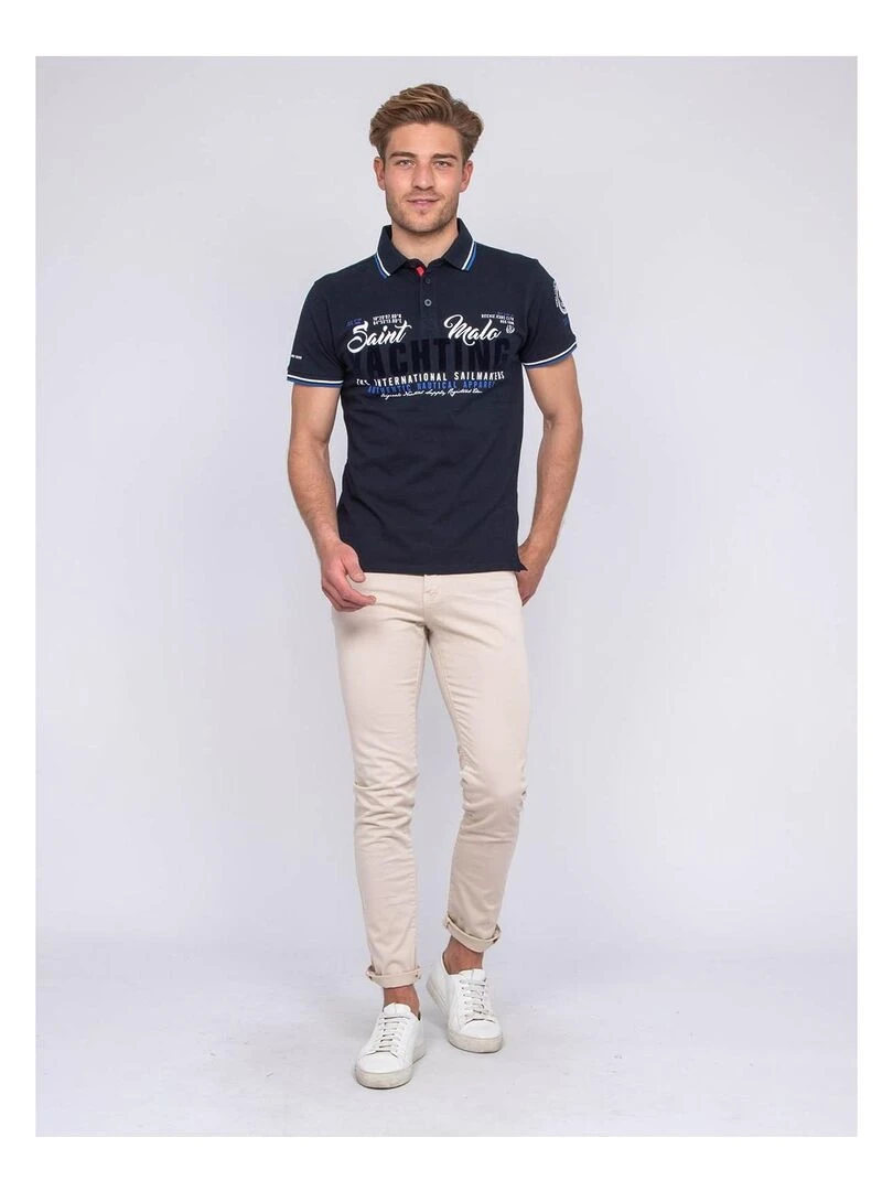 Polo pur coton PERBOL   Bleu marine