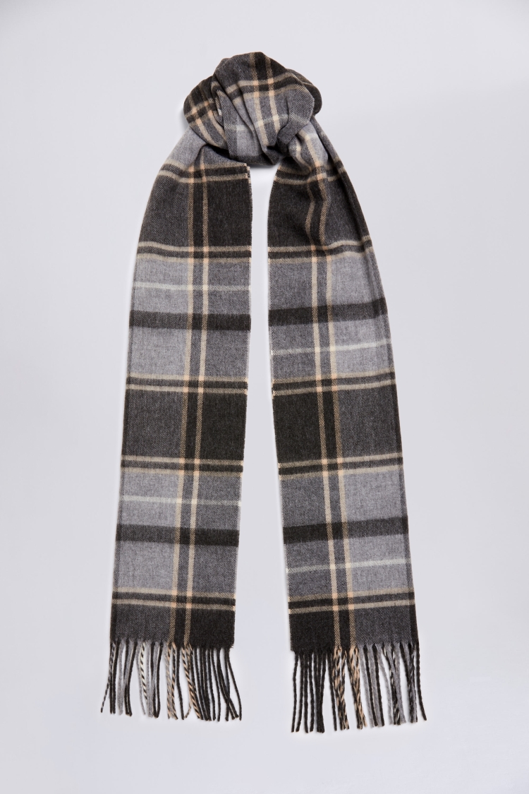 Grey Check Recycled Cashmink Scarf Buy Online at Moss