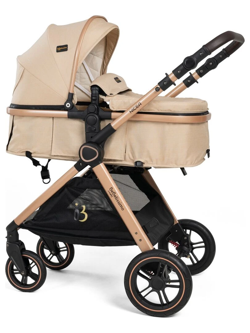 Bebelissimo Poussette transformable combinée convertible 2 en 1 0 22kg Nicea beige Beige
