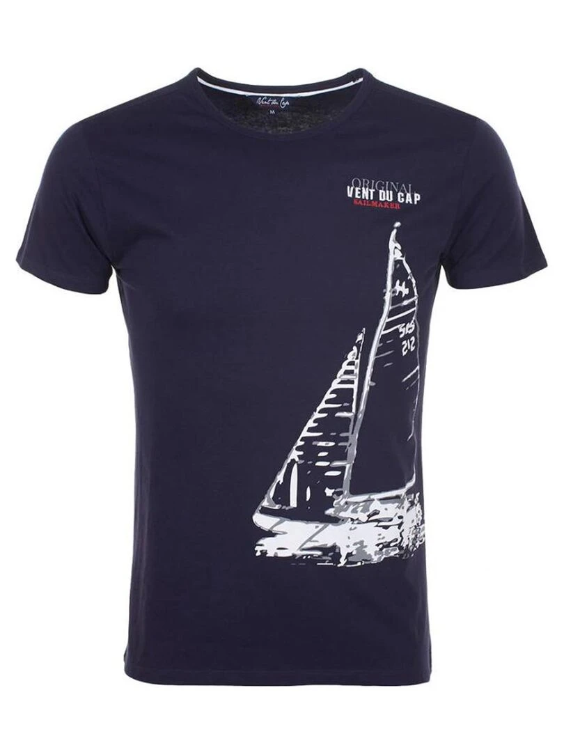 T shirt manches courtes homme CADRIO VENT DU CAP Bleu marine