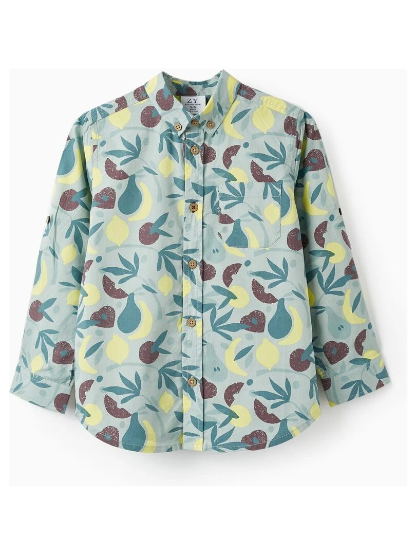 Chemise en coton pour garçon 'Fruits' manches longues SICILIAN DAYS Vert clair