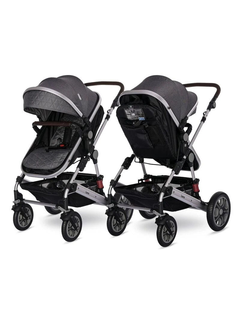LORELLI   Poussette combinée trio 3 en 1   siège auto 0m – nacelle – dès la naissance – jusqu’à 15kg   Gris