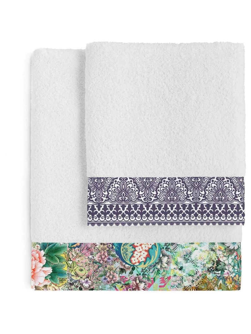 Lot de serviettes Boho chic "Happyfriday" Blanc