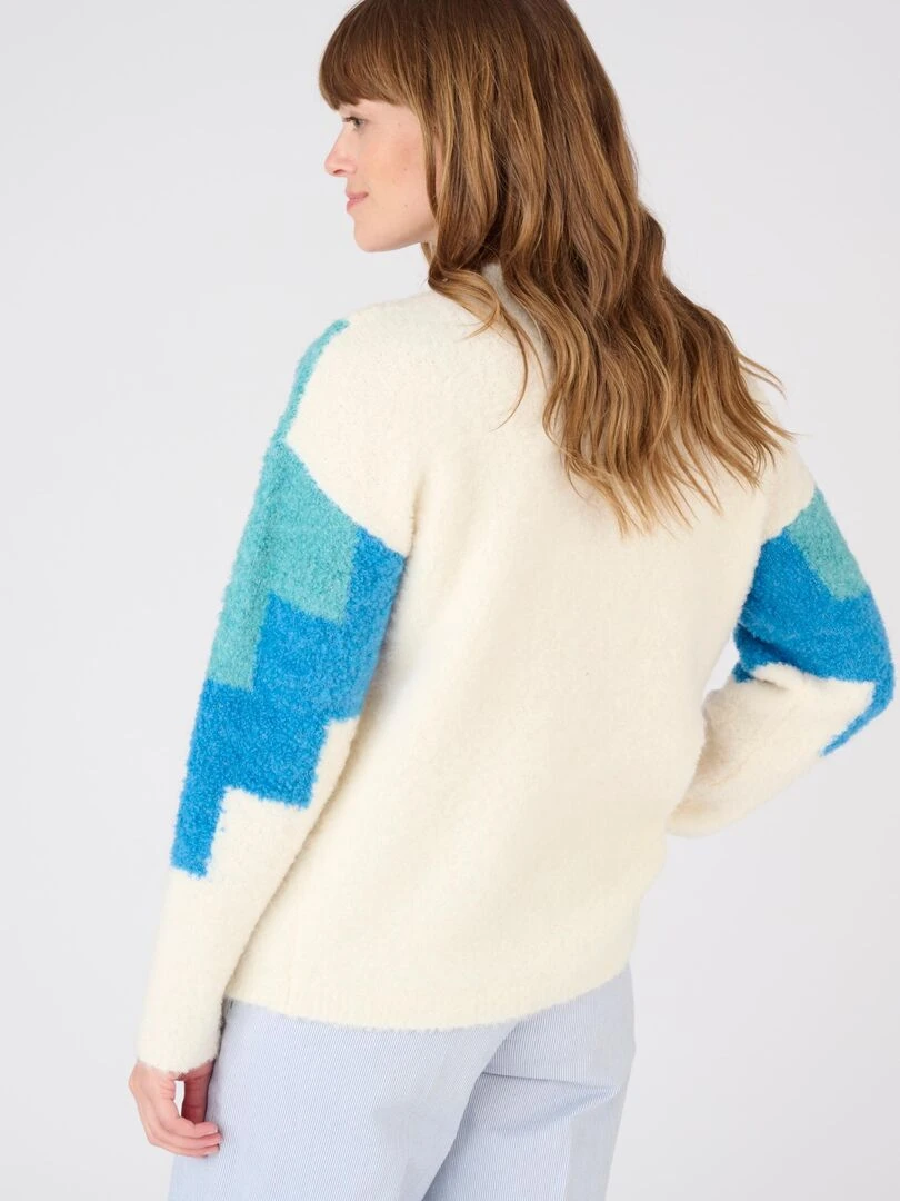 Pull graphique maille bouclette   Damart   Bleu