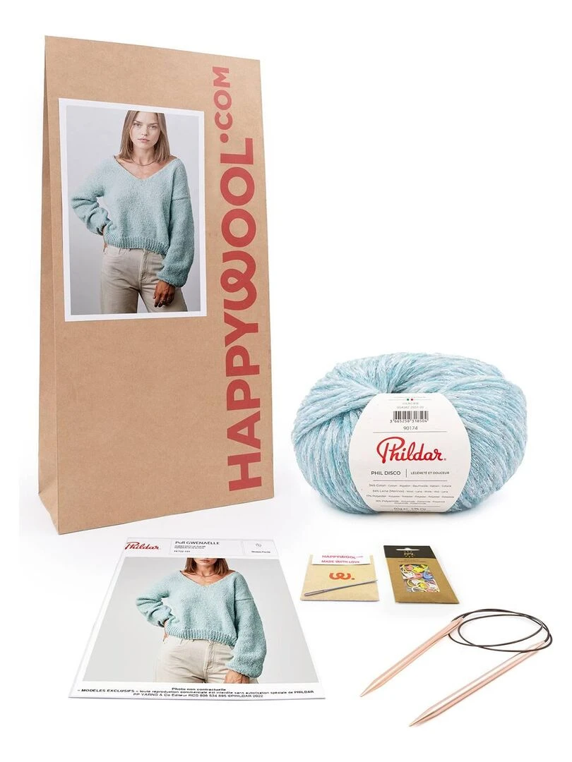 Kit Tricot Pull Mérinos Guenaëlle Gris