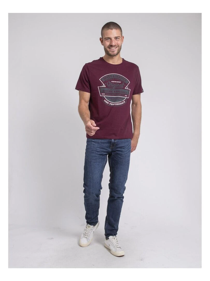 T shirt col rond pur coton JIROBIN   Violet