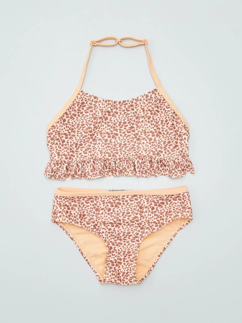 Maillot de bain imprimé 2 pièces Marron