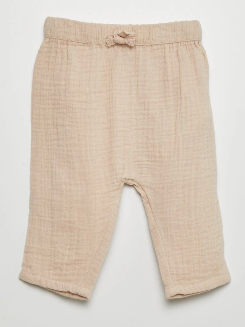 Pantalon sarouel en gaze de coton Beige