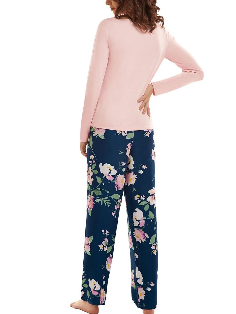 Pyjama pantalon top manches longues Kasia Bleu