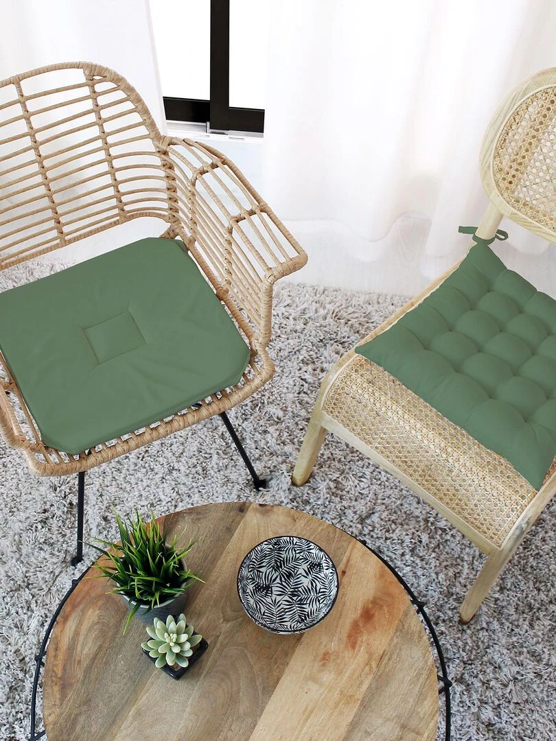 Galette de chaise unie et piquée   Vert