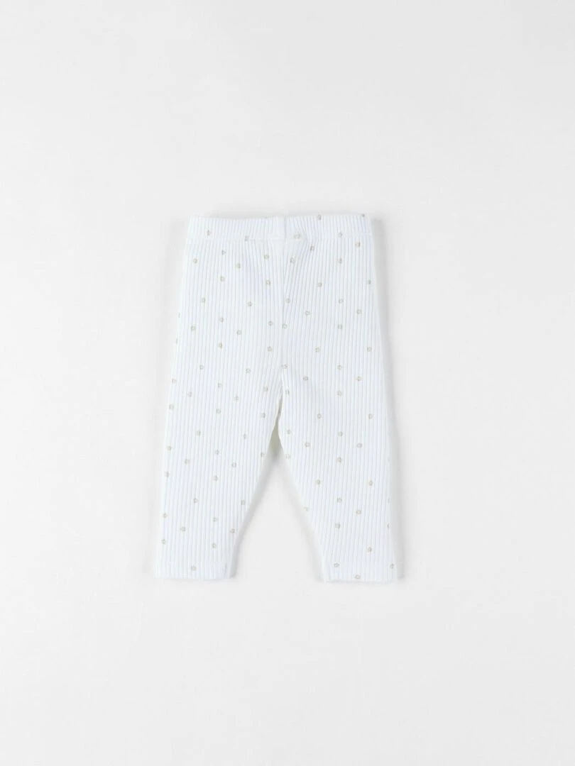Legging en jersey côtelé imprimé fleuri    Noukie's   Blanc