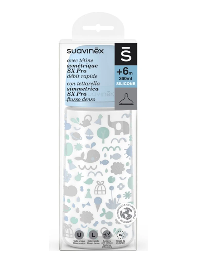 Biberon Avec Tétine Symétrique Sx Pro L Memories Bleu (360 Ml)   Bleu