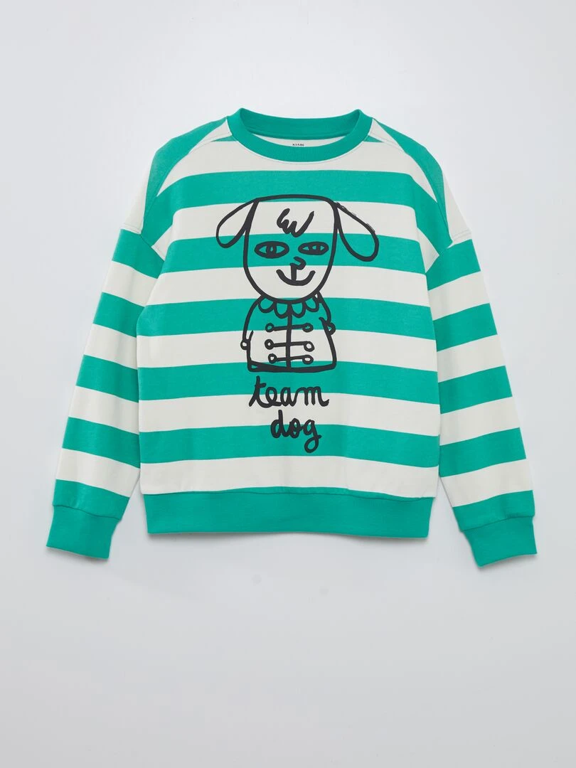 Sweat en molleton à rayures X Little Bad Wolf   Blanc/vert