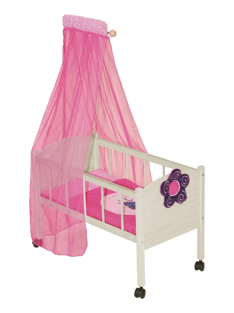 ROBA Lit de Poupée à Roulettes "Happy Fee" Inclus Textile Rose Naturel N/A