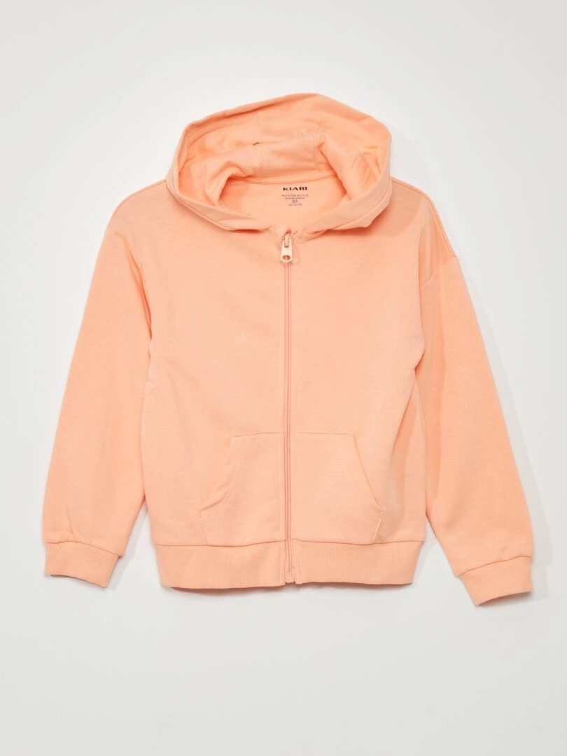 Sweat zippé en french terry Orange saumon