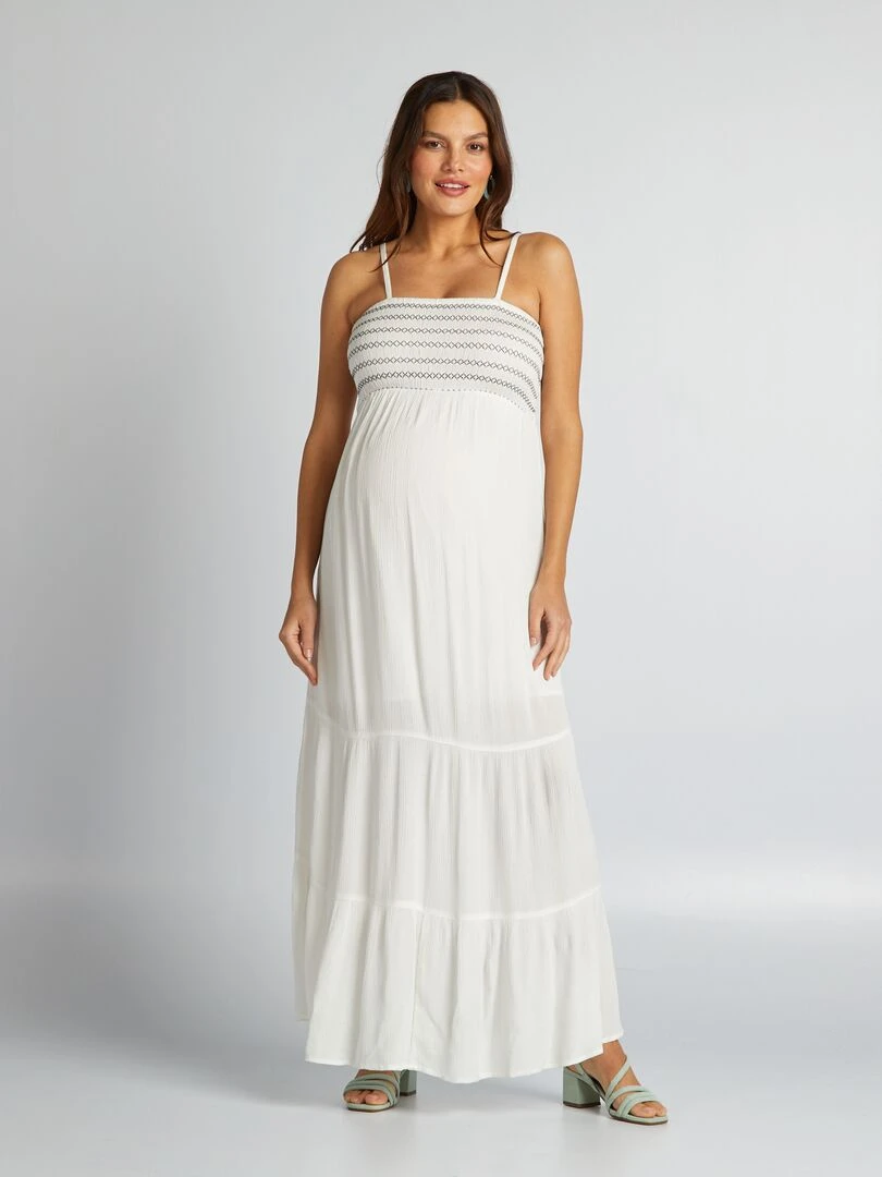 Robe grossesse à coupe longue   blanc