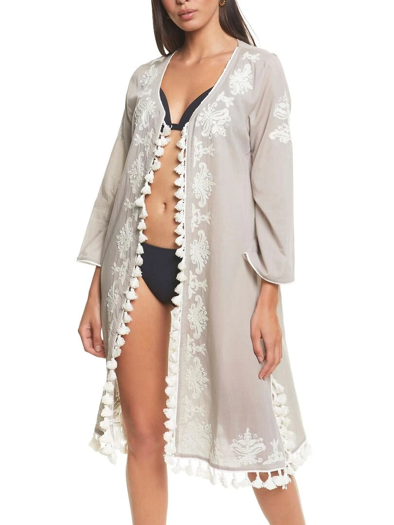Tunique de plage brodée Complementos Beige