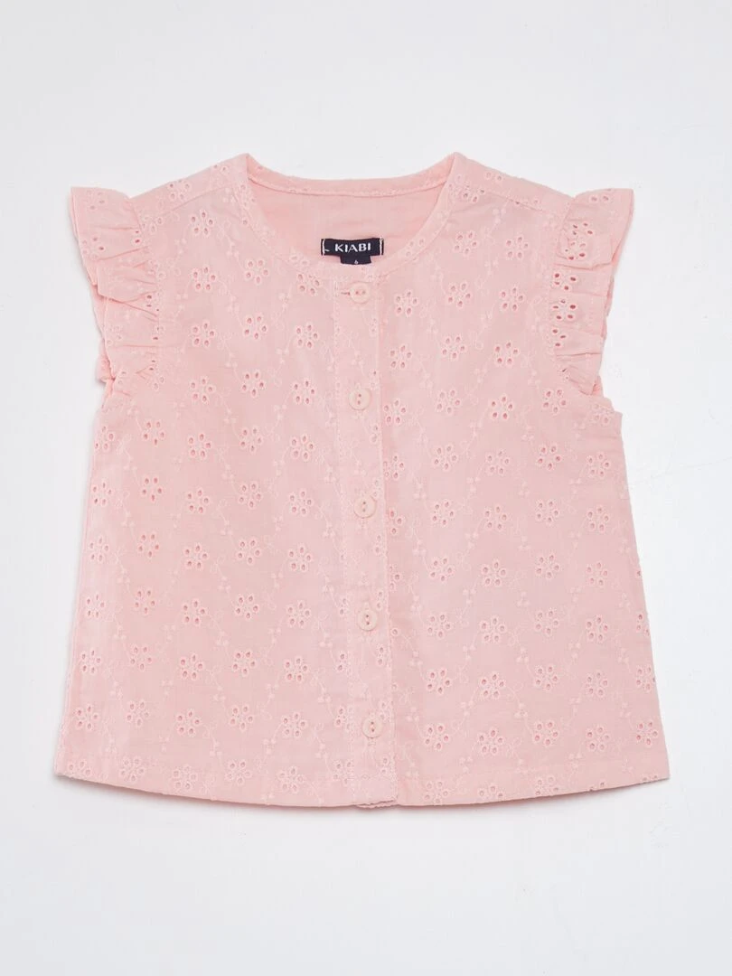 Chemisier avec broderies anglaises Rose