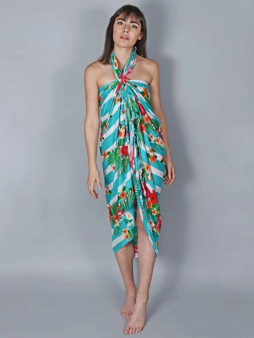 Paréo Batik Flamingo Vert jade