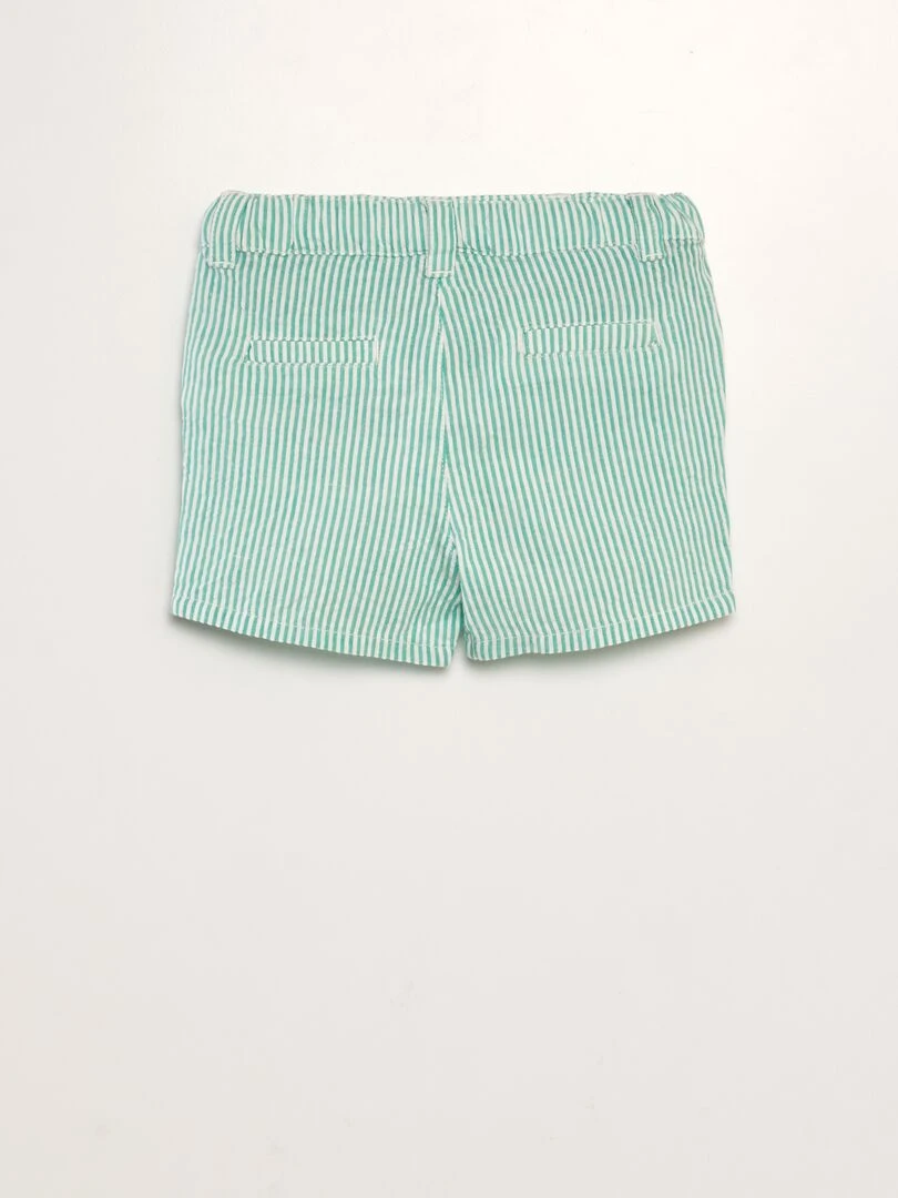Short rayé en lin Vert