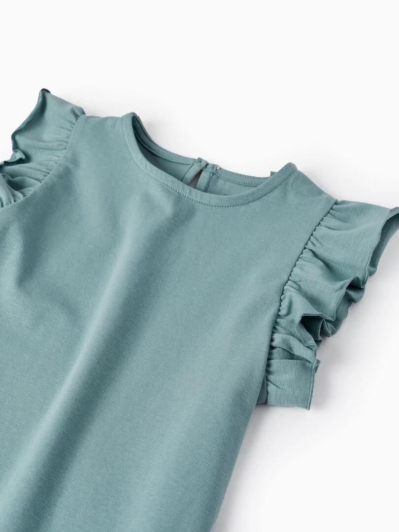 T shirt avec Volants pour Fille manches courtes   Bleu clair