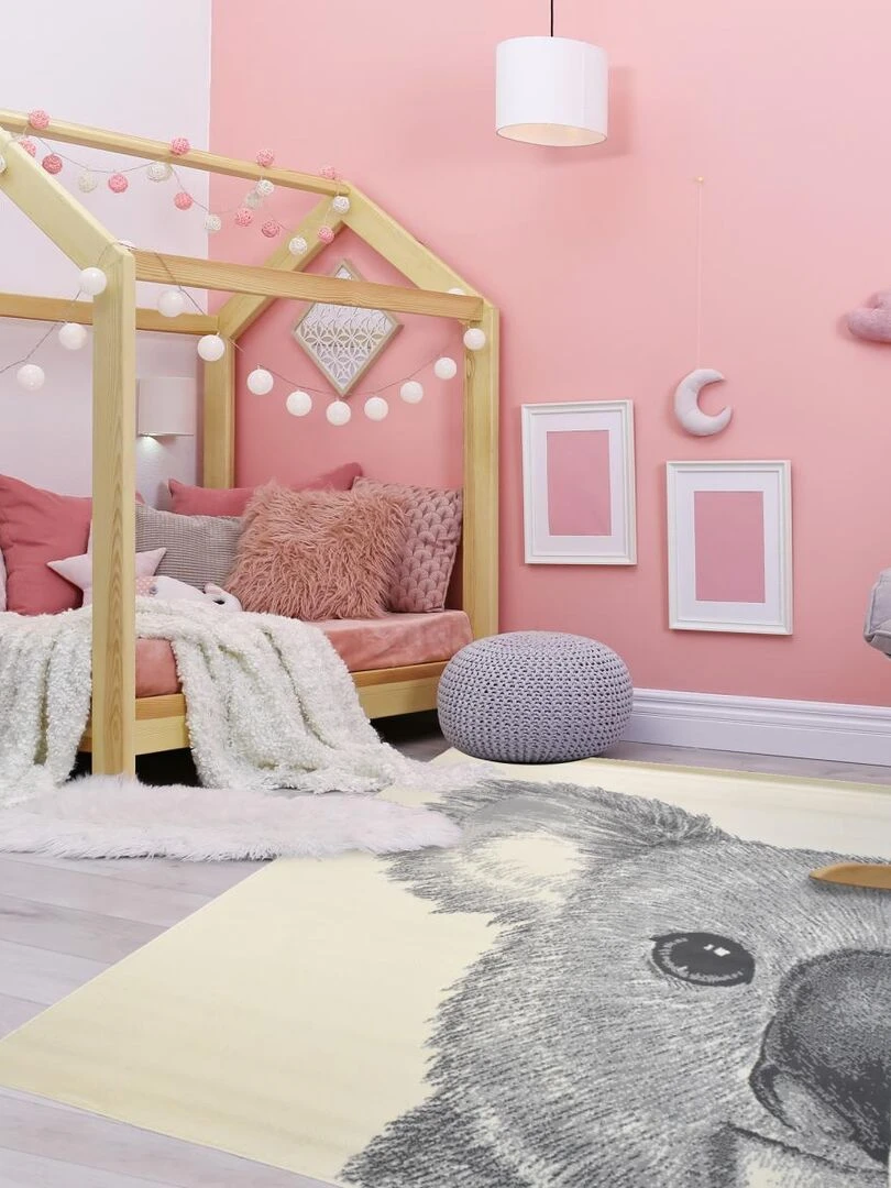Tapis enfant KOALA en polypropylène Fait en Europe   Ecru