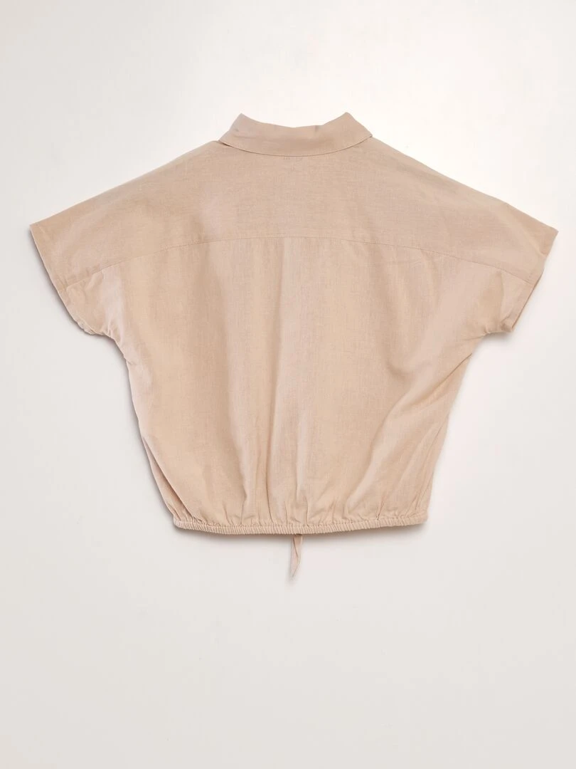 Chemise à nouer en coton et lin   Beige
