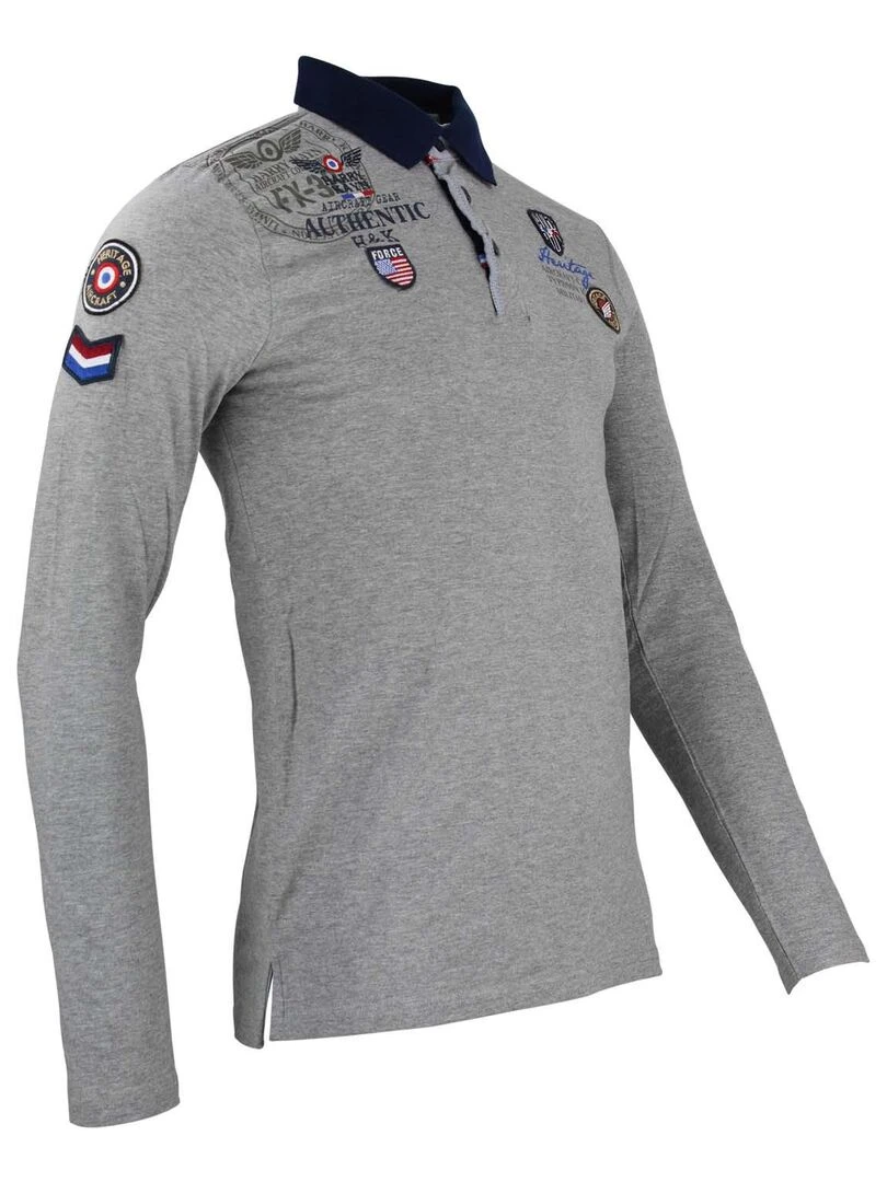 Polo manches longues homme CEGAM   HARRY KAYN   Gris