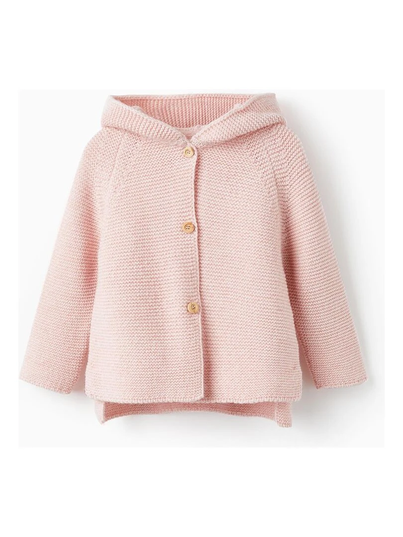 Manteau en Maille avec Capuche et Pompon pour Bébé Fille SPRING BEGINS Rose