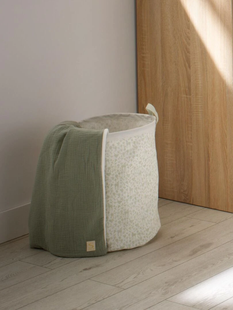Panier de rangement 31x39x31cm en coton blanc   SAUTHON   Blanc