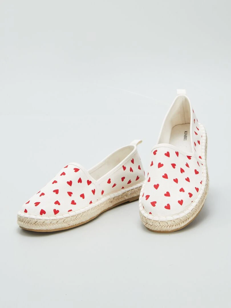 Espadrilles en toile cœurs   Rouge
