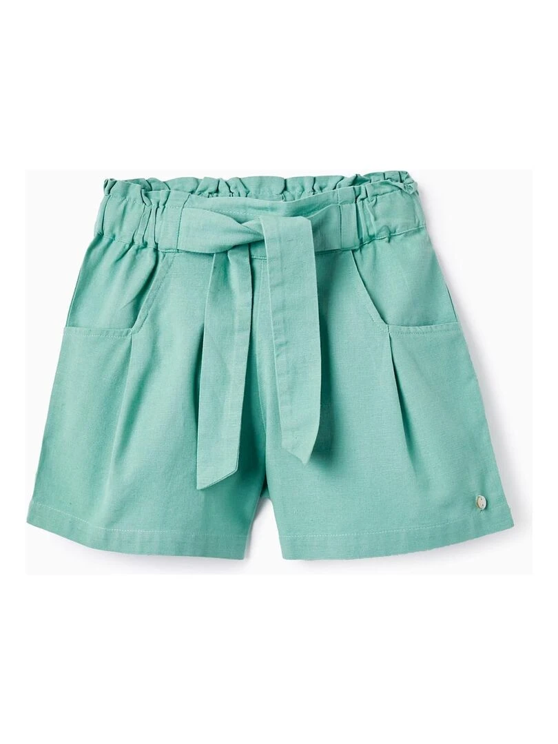Short En Lin Pour Fille Vert
