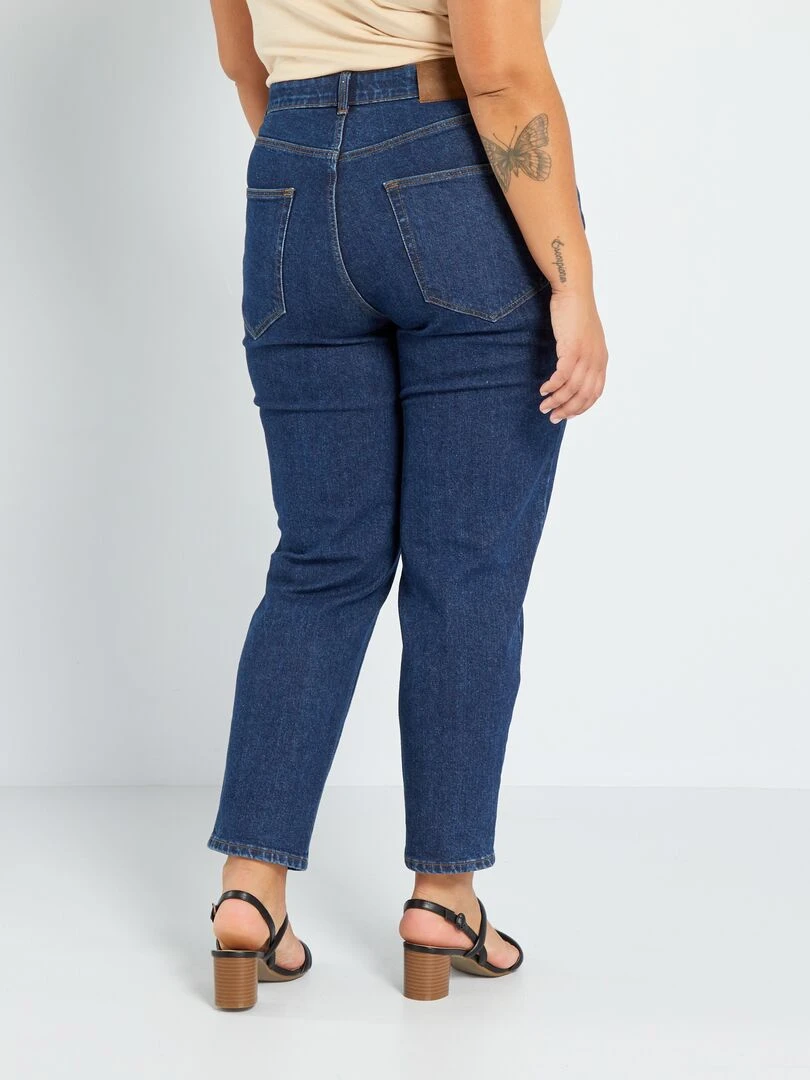 Jean mom taille haute  à 5 poches   L32   Bleu brut