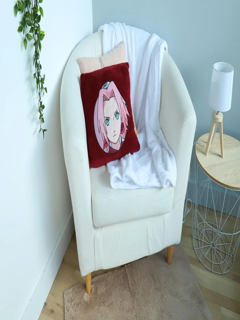 Coussin Plaid 2 en 1 Naruto Shippuden Sakura 140x100 cm 100% Polyester Rouge
