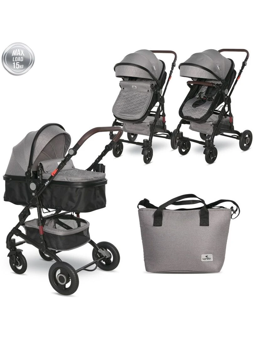 Poussette combinée transformable 2 en 1 Alba Lorelli gris Gris