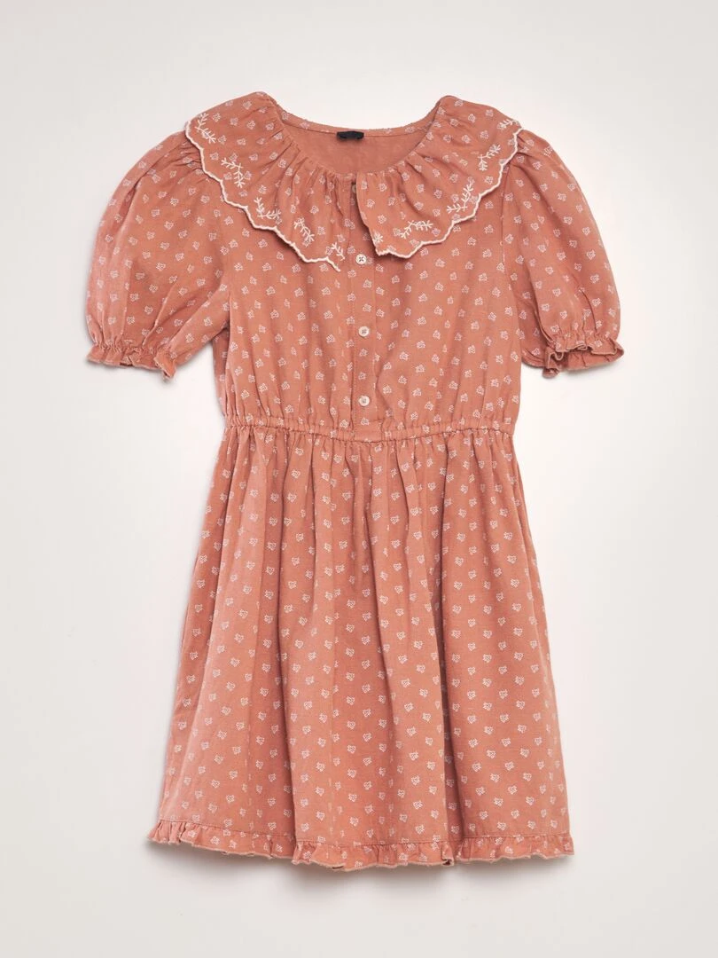 Robe style rétro en lin Rose saumon