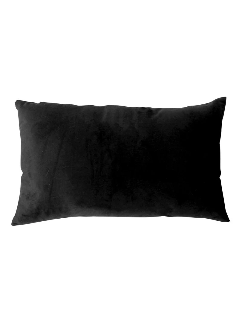 Coussin déhoussable en velours uni Noir