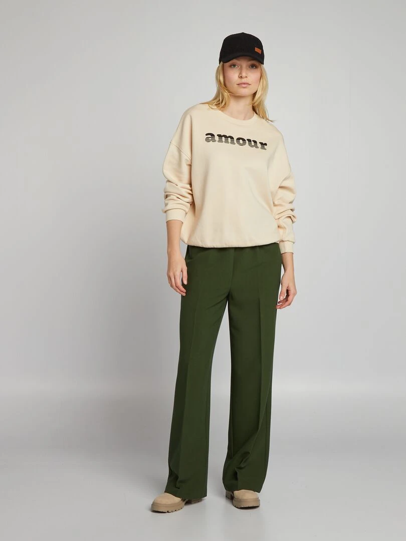 Pantalon droit avec liens à nouer Vert