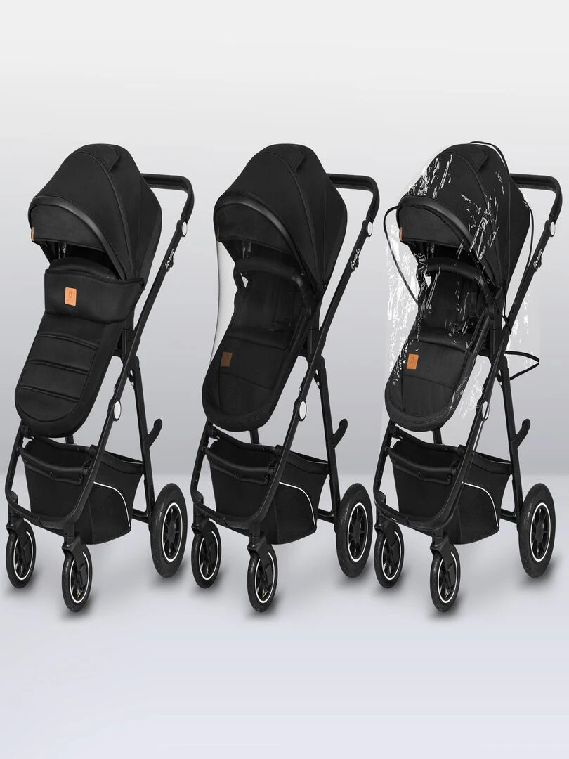 LIONELO Bianka 3 en 1   Poussette Trio   Jusqu'à 22Kg   Noir   Noir