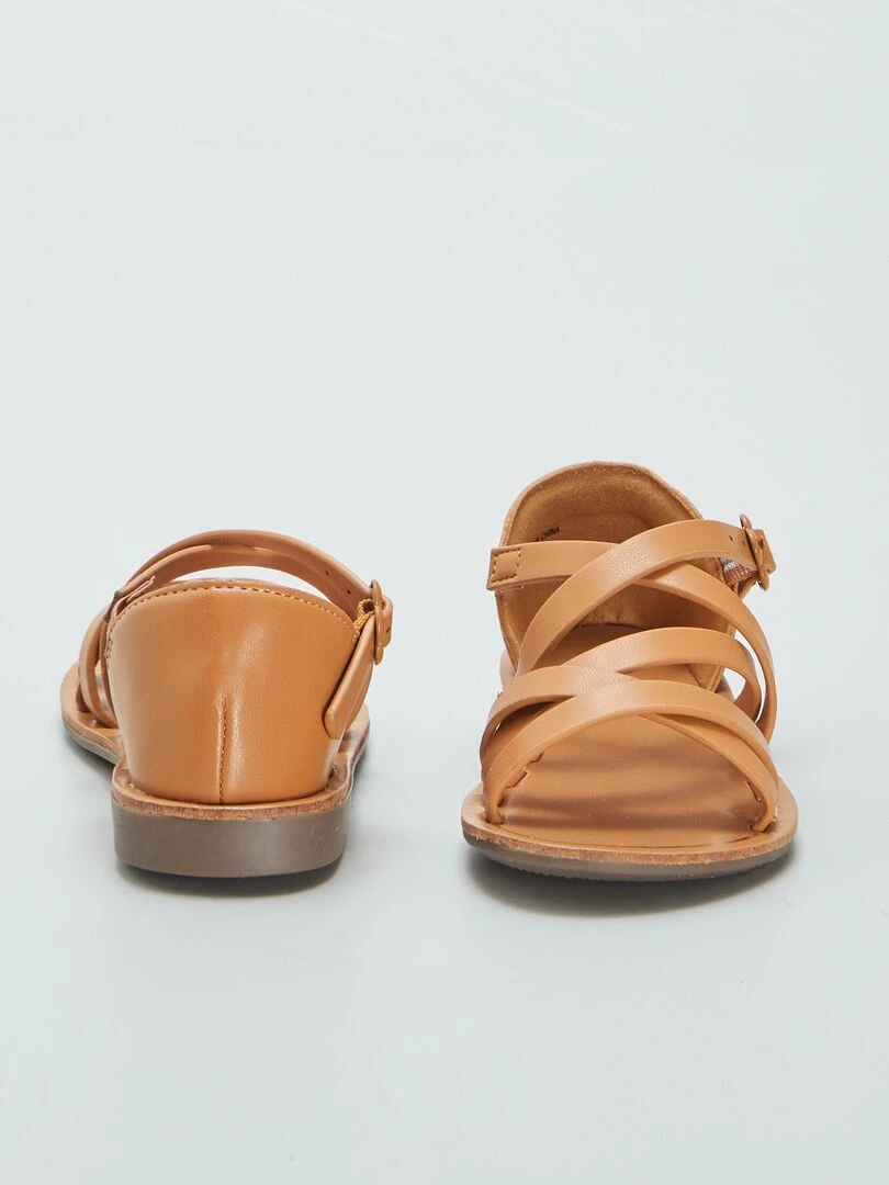 Sandales unies à brides croisées   Marron