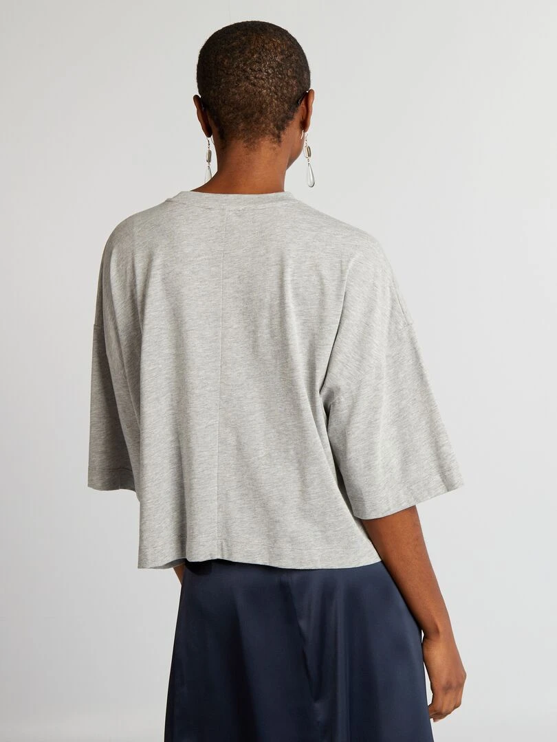 T shirt avec inscription à strass   Gris