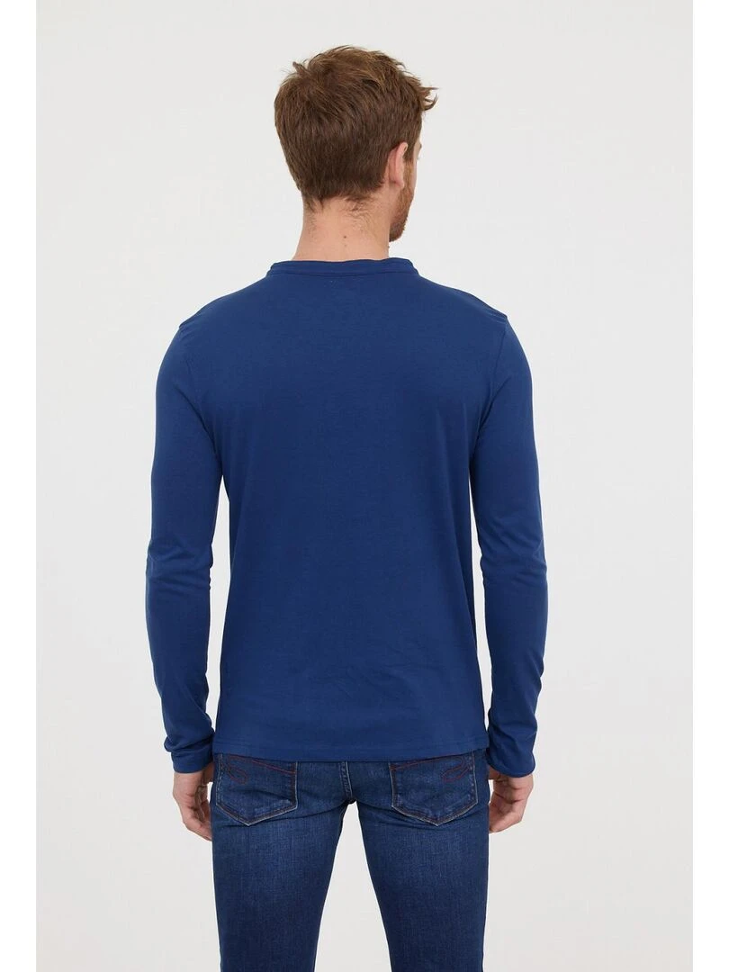 Lee Cooper   T Shirt manches longues coton regular ASILO   Bleu marine