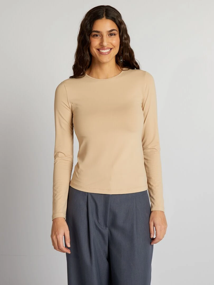 T shirt en maille stretch   Beige