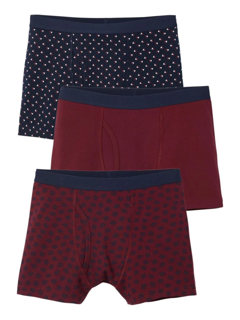 Lot de 3 boxers ouverts Damart Rouge