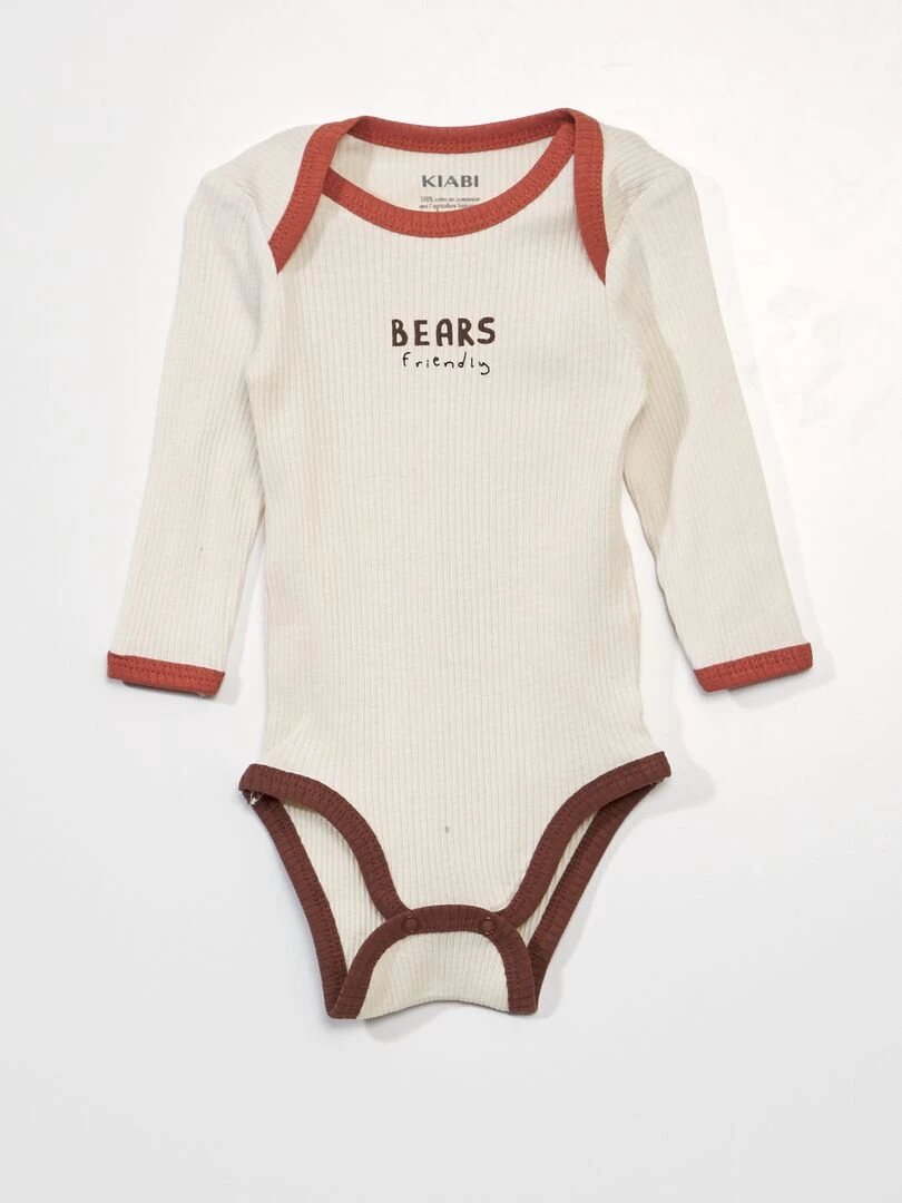Lot de 2 bodies en maille côtelée   Beige/marron