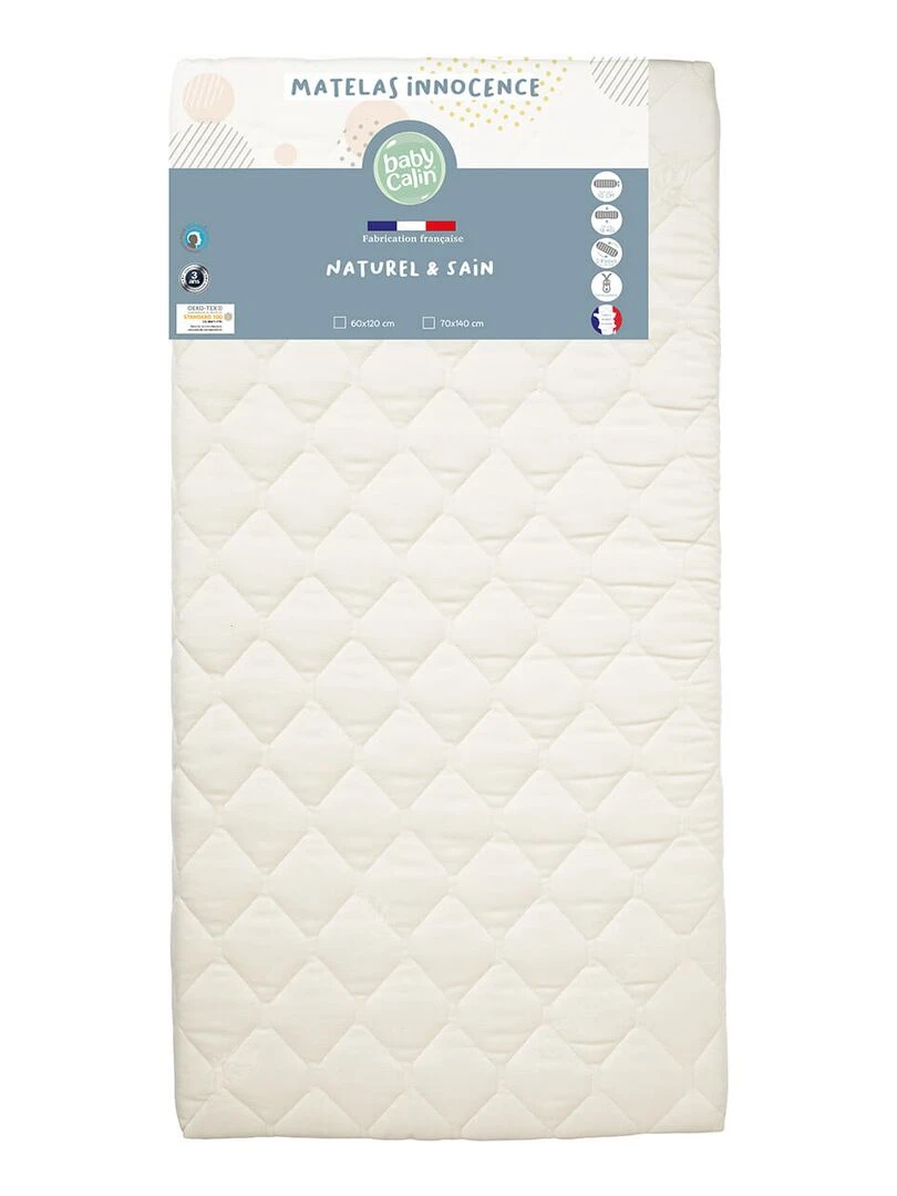 Matelas bébé Innocence Bio 18 kg/m3 60x120 cm   Blanc