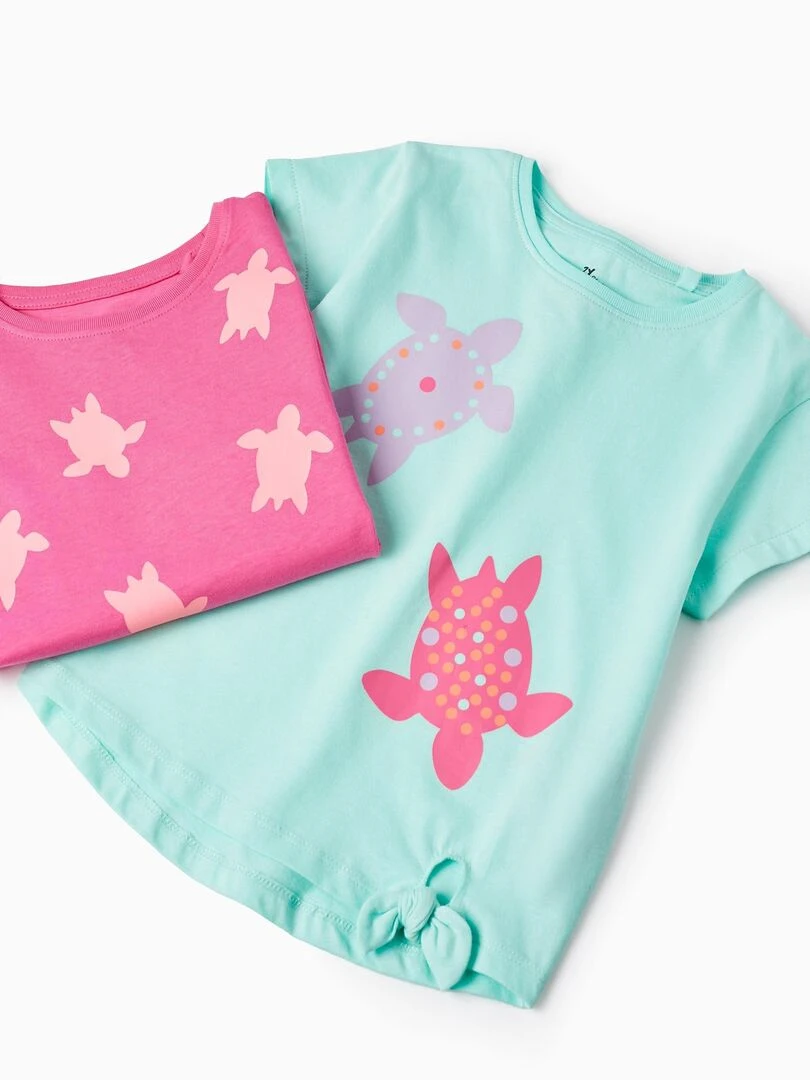 2 T shirts en Coton pour Fille 'Tortue' manches courtes EXPLORING AUSTRALIA   Vert clair