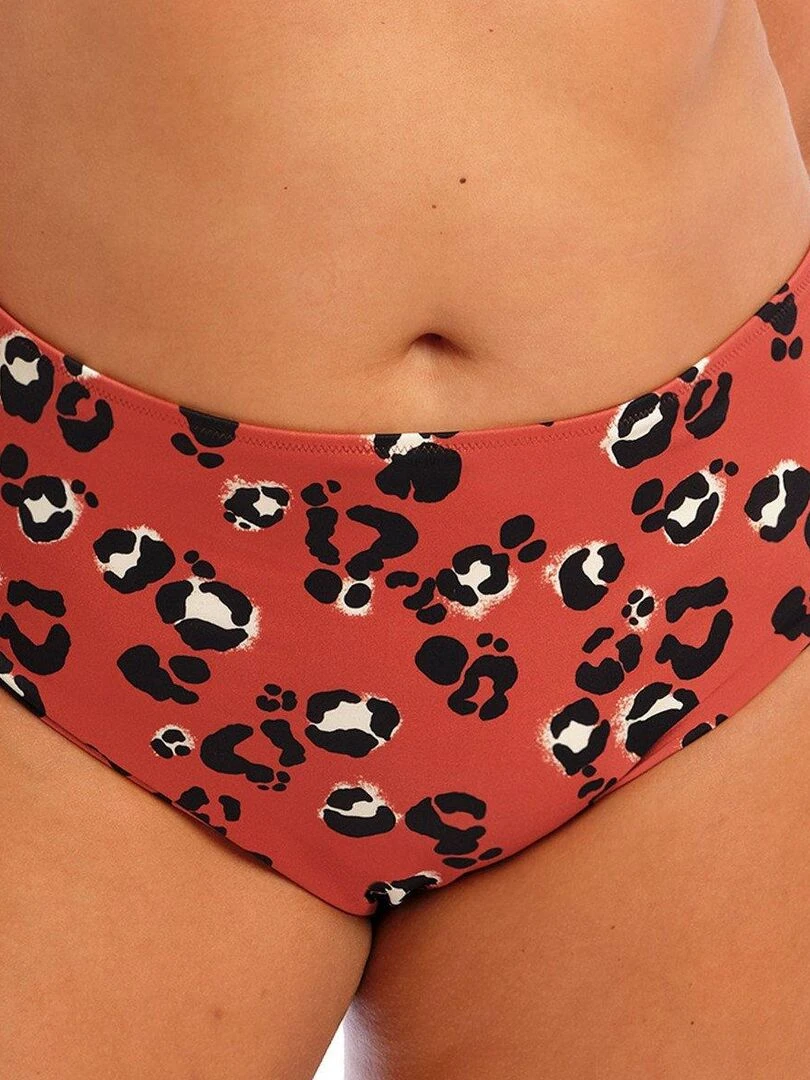 Bas de maillot léopard taille haute Kotiya Rouge