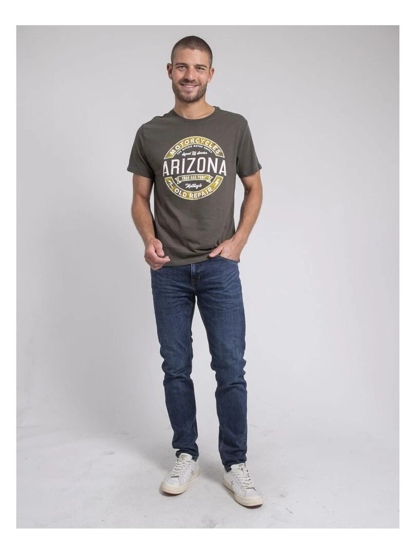 T shirt col rond pur coton JABUSTIN   Kaki